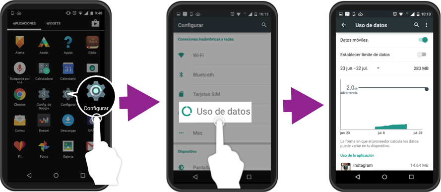 Imagen ejemplo de cómo controlar el uso de datos en un dispositivo Android.