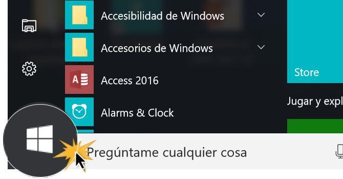 Haz clic en el ícono de Windows.