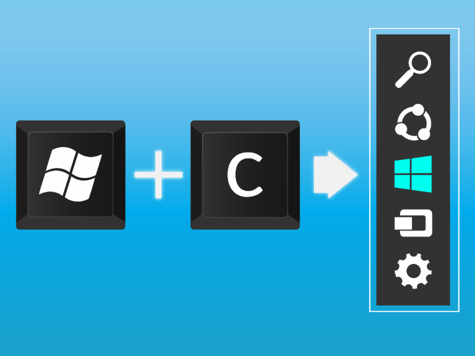 Ilustración del comando Windows + C= barra de accesos