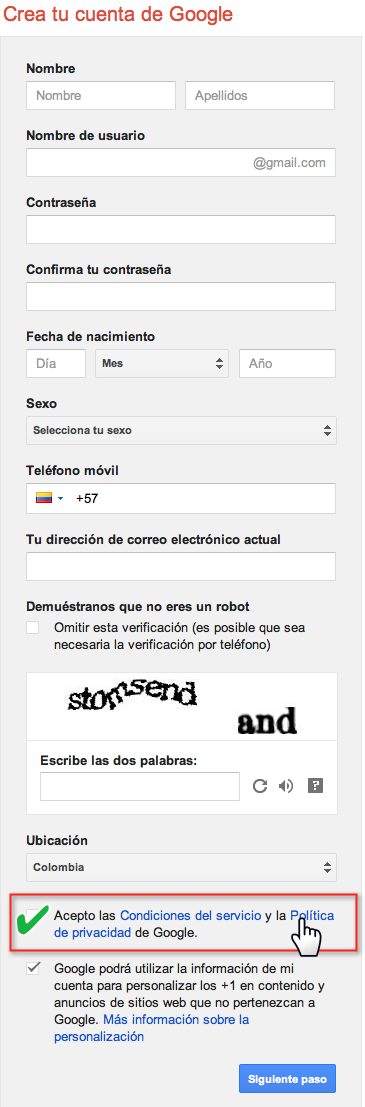 Formulario de datos personales