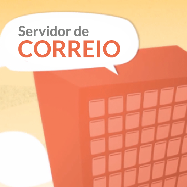 Ilustração de um edifício na nuvem do Internet que representa um servidor de correio.