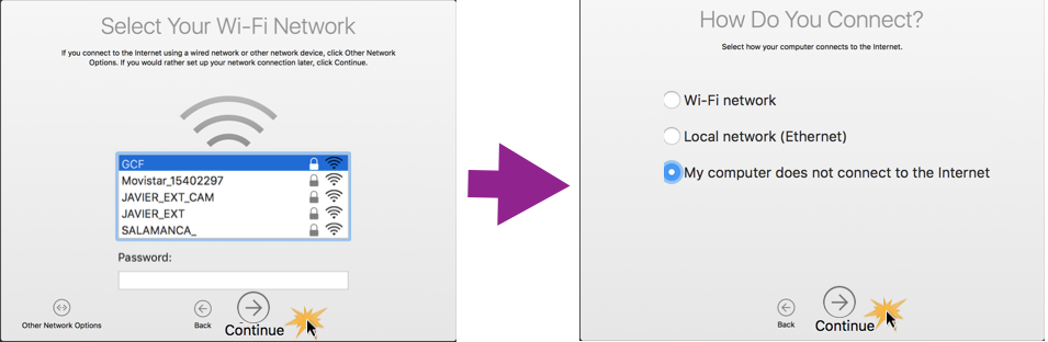 Imagen ejemplo del paso 3 de la configuración inicial de Mac OS X.