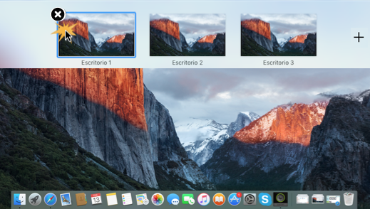 Imagen ejemplo de cómo eliminar un escritorio o desktop en Mac OS X.