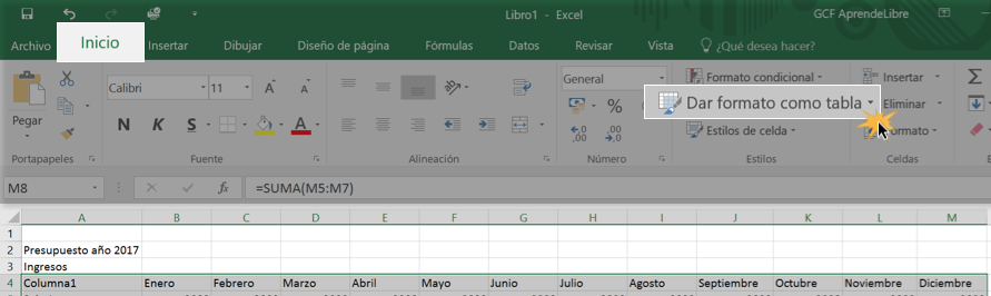 Excel 2016 Cómo Dar Formato A Una Tabla En Excel 2016