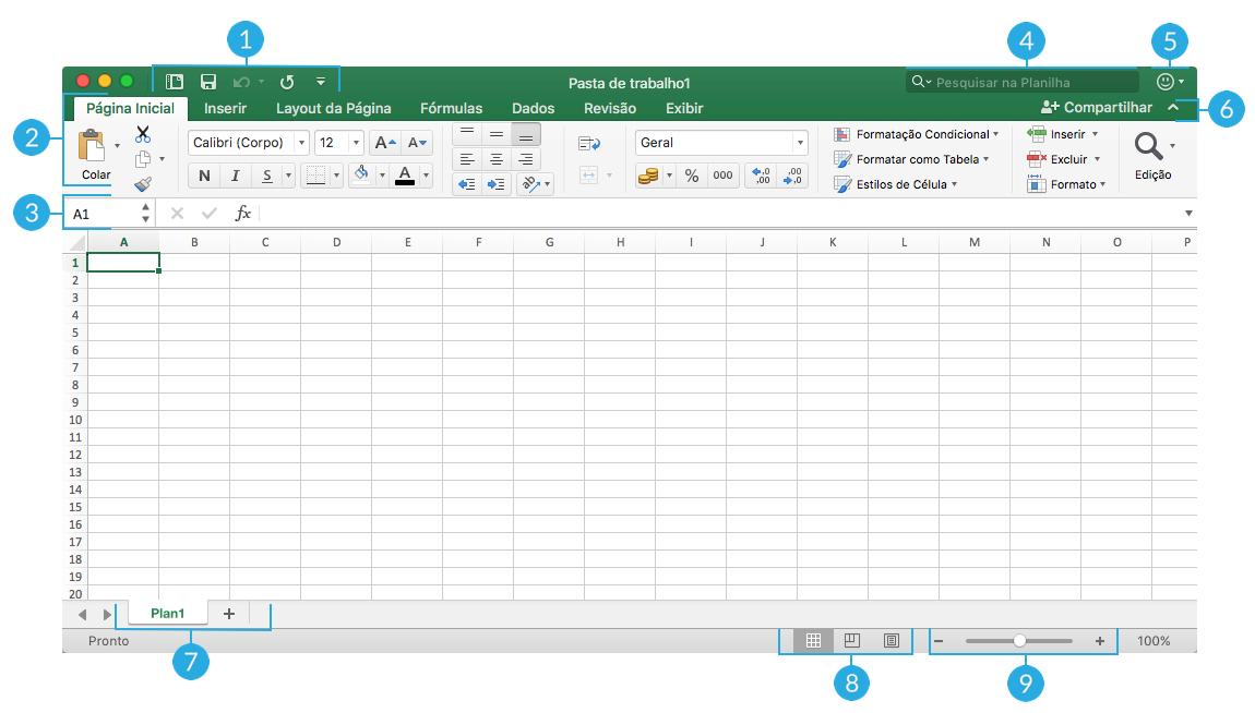 Microsoft Excel 2016 Interface