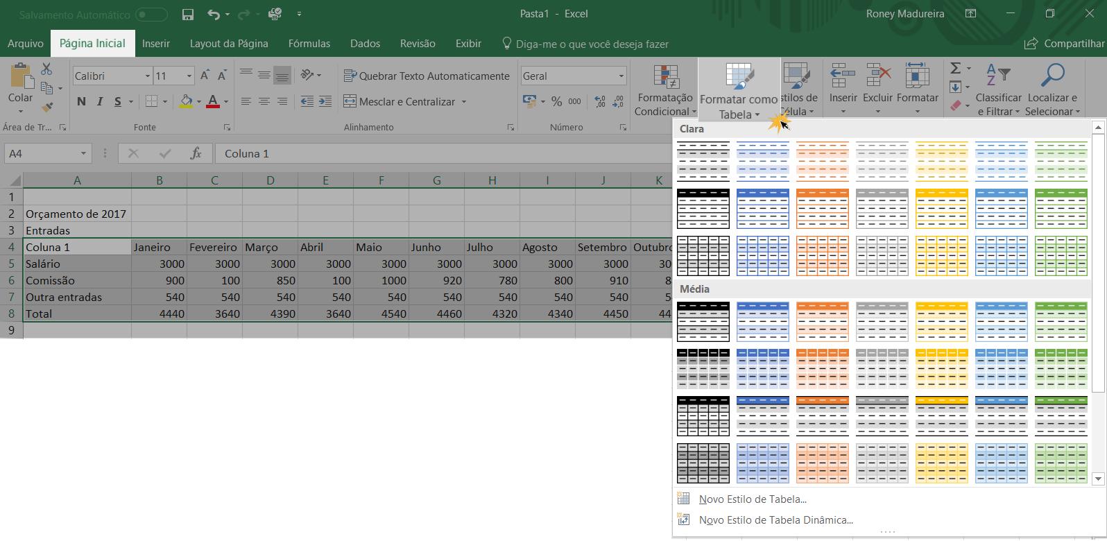 Como fazer uma tabela no Excel passo a passo