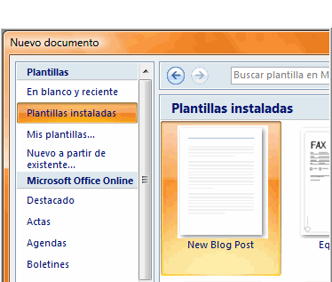 Imagen ejemplo del comando Plantillas instaladas.