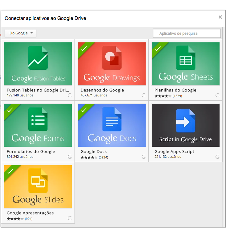 Aplicativo da Web do Google Drive armazenado na nuvem
