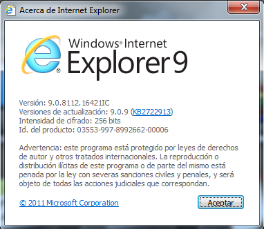 acerca de Internet Explorer 9