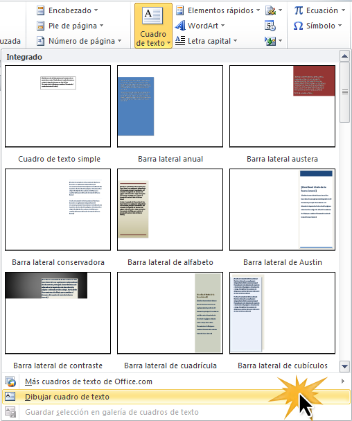 Microsoft Word 2010 Insertar Cuadros De Texto