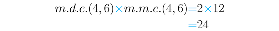 Multiplicação do M.D.C e o M.M.C. de 4 e 6.