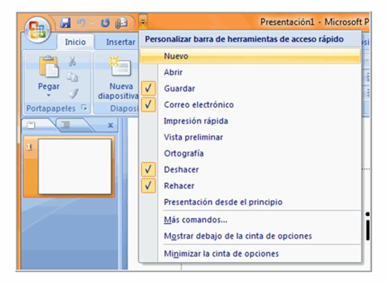 PowerPoint 2007: Barra herramientas de rápido