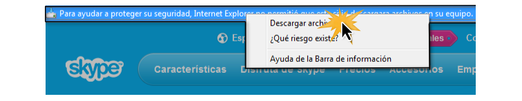 Opciones de la Barra de seguridad.