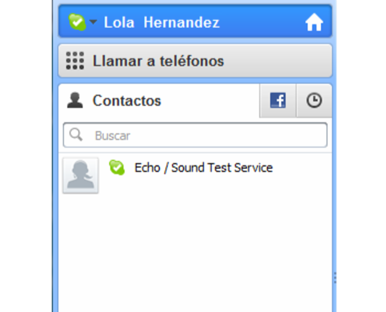 Panel izquierdo de la pantalla de Skype.