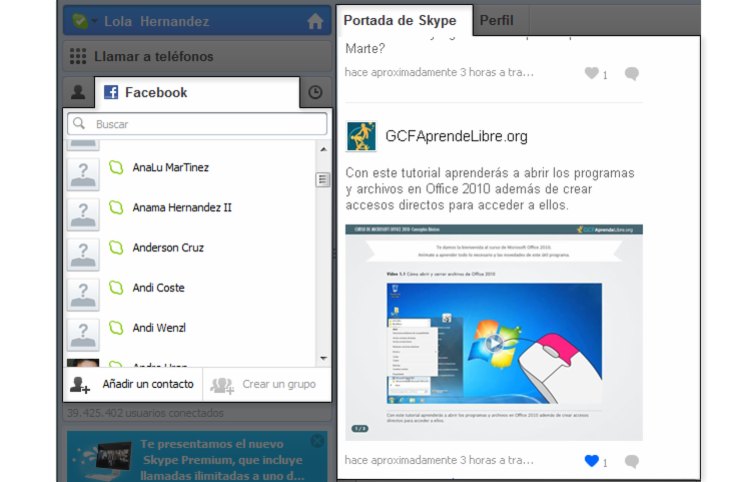 como conectar skype con facebook en el celular
