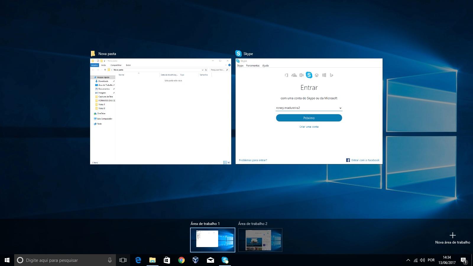 Com o Windows 10 é possível usar vários ambientes de trabalho.
