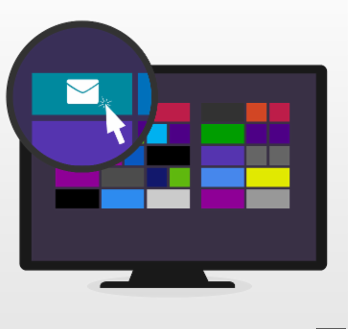 Ilustración del ícono de la aplicación Correo en la Pantalla de inicio de Windows 8.
