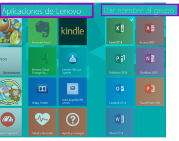 Imagen de cómo agrupar aplicaciones en Windows 8.