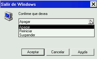 Cuadro de diálogo Salir de windows.