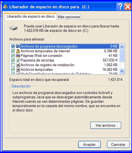 He reconocido Joseph Banks manzana Windows XP: Liberar espacio en el disco
