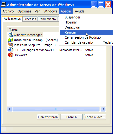administrador de tareas de Windows