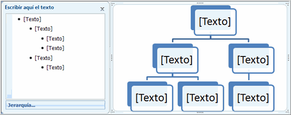Imagen ejemplo de cómo insertar texto en un gráfico SmartArt.