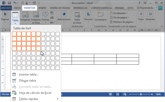 Word 2013: Cómo insertar una tabla en Word 2013