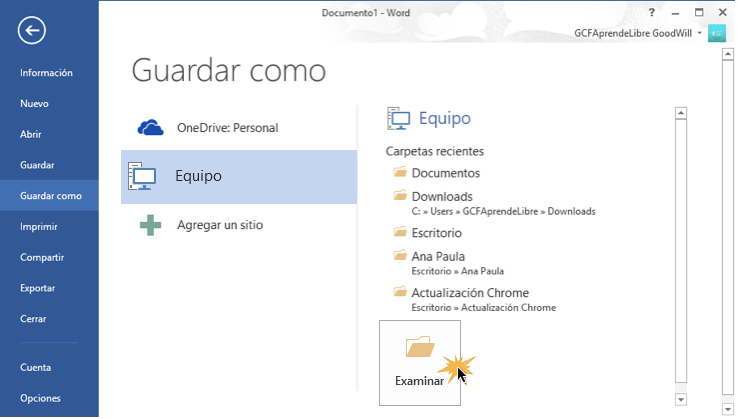 Word 2013 Cómo Guardar Documentos En Word 2013