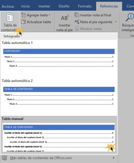 Insertar tabla de contenido.